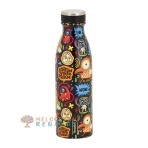 Vista frontal de botella térmica de acero inoxidable de 500 ml.