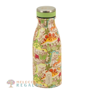 Vista frontal de botella térmica de acero inoxidable de 350 ml.