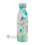 Vista frontal de botella térmica de acero inoxidable de 500 ml.