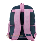 Vista trasera de mochila doble cuerpo con gomas.