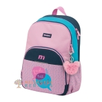 Vista frontal de mochila escolar de primaria.