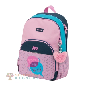 Vista frontal de mochila escolar de primaria.