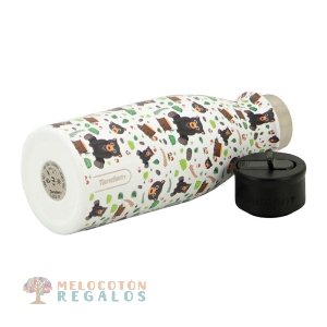 Vista de detalles de botella térmica de acero inoxidable de 350 ml.