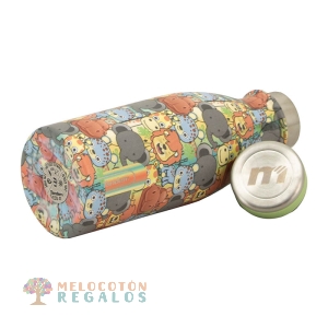 Vista de detalles de botella térmica de acero inoxidable de 350 ml.