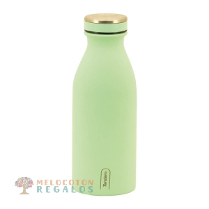 Vista frontal de botella térmica de acero inoxidable de 350 ml.