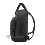 Vista lateral de mochila bolso resistente al agua.