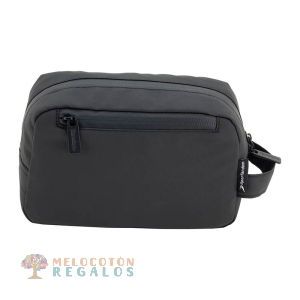 Vista trasera de neceser de viaje resistente al agua.