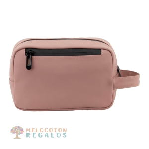 Vista trasera de neceser de viaje resistente al agua.