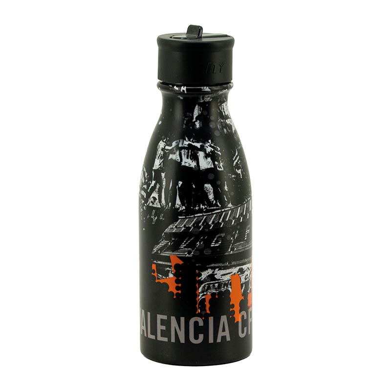 botella-termica-infantil-valencia-c-f (1) Vista frontal de botella térmica de acero inoxidable.