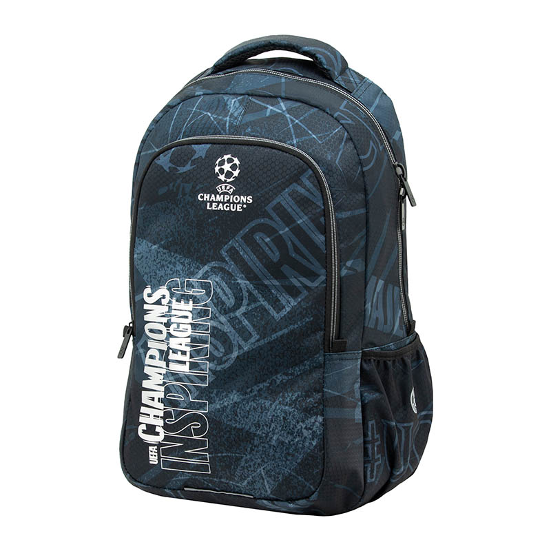 mochila-escolar-champions (6) Vista frontal de mochila escolar de un cuerpo.