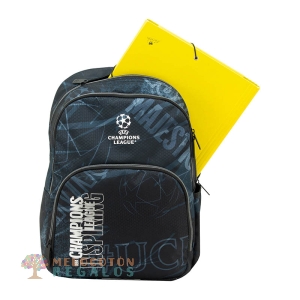Vista frontal de mochila escolar de primaria.