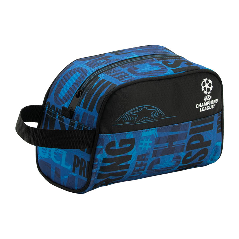 neceser-de-viaje-champions-league (1) Vista frontal de neceser de viaje.