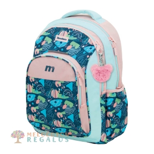Vista frontal de mochila doble cuerpo.