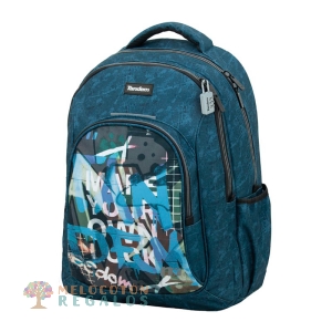 Vista frontal de mochila doble cuerpo.