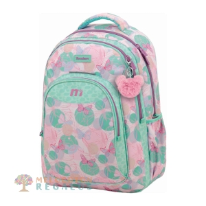 Vista frontal de mochila doble cuerpo.